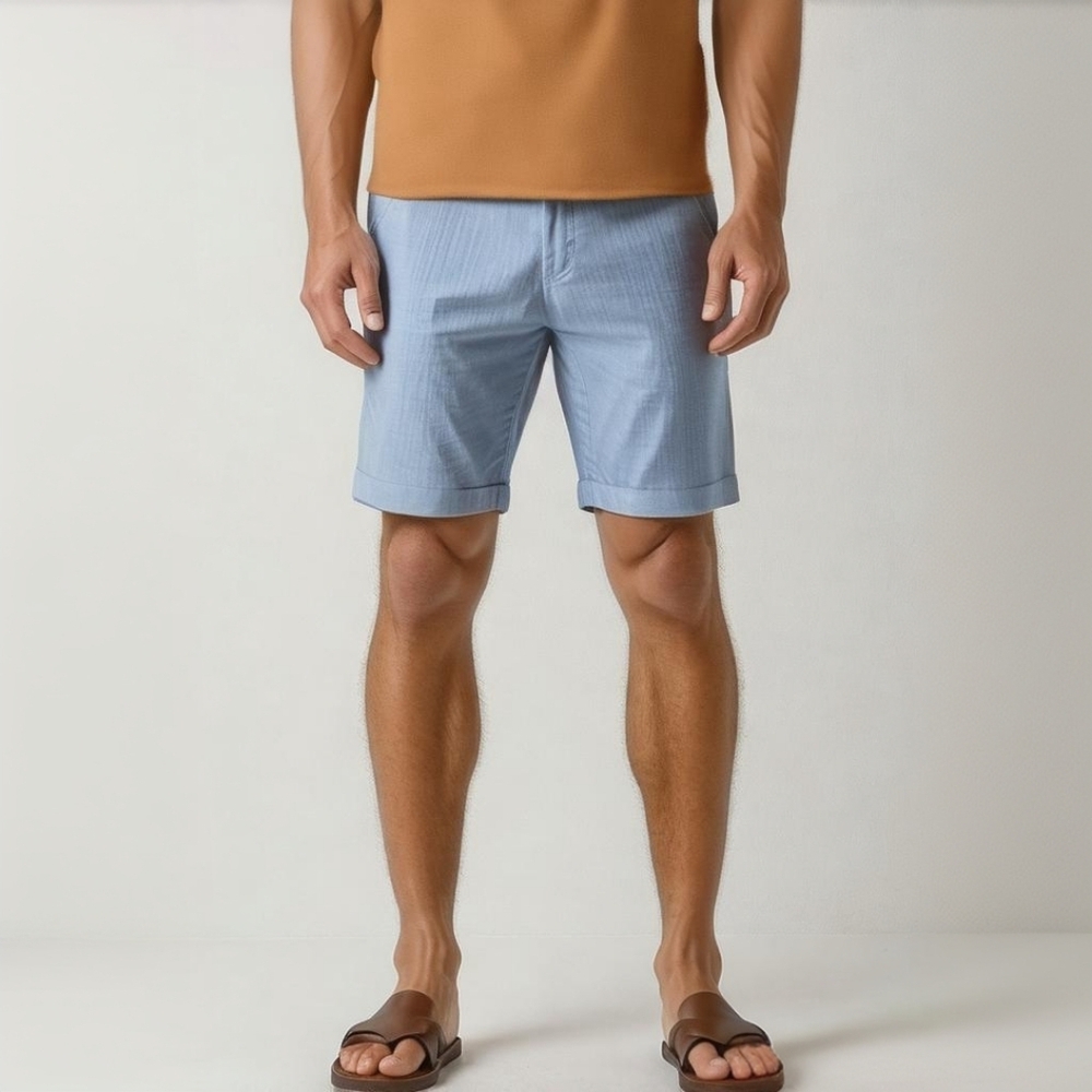 NWT Tenth + Ocean Riviera Blue Linen Cotton Flat Front Shorts 38 Classic - Picture 6 of 6
